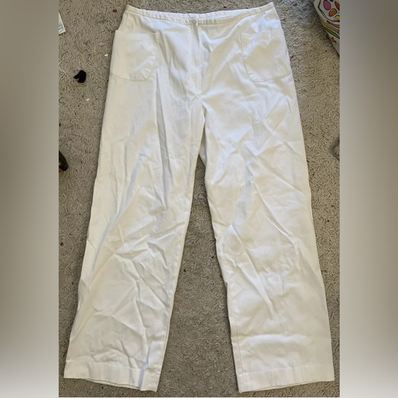 ALLAN WALLER white bootcut boot cut pants 12 large l - Picture 1 of 5